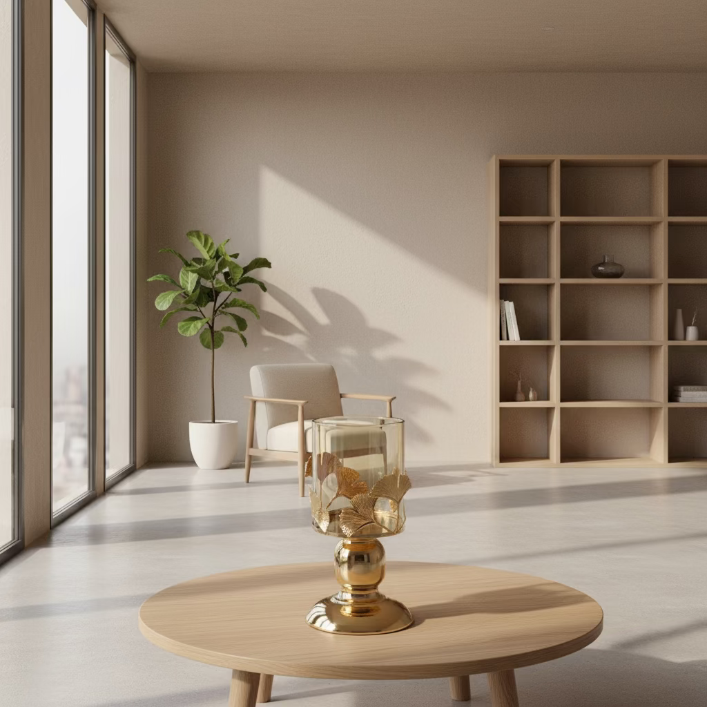 Romantic Golden Metal Windproof Candle Holder โ Tabletop Decor