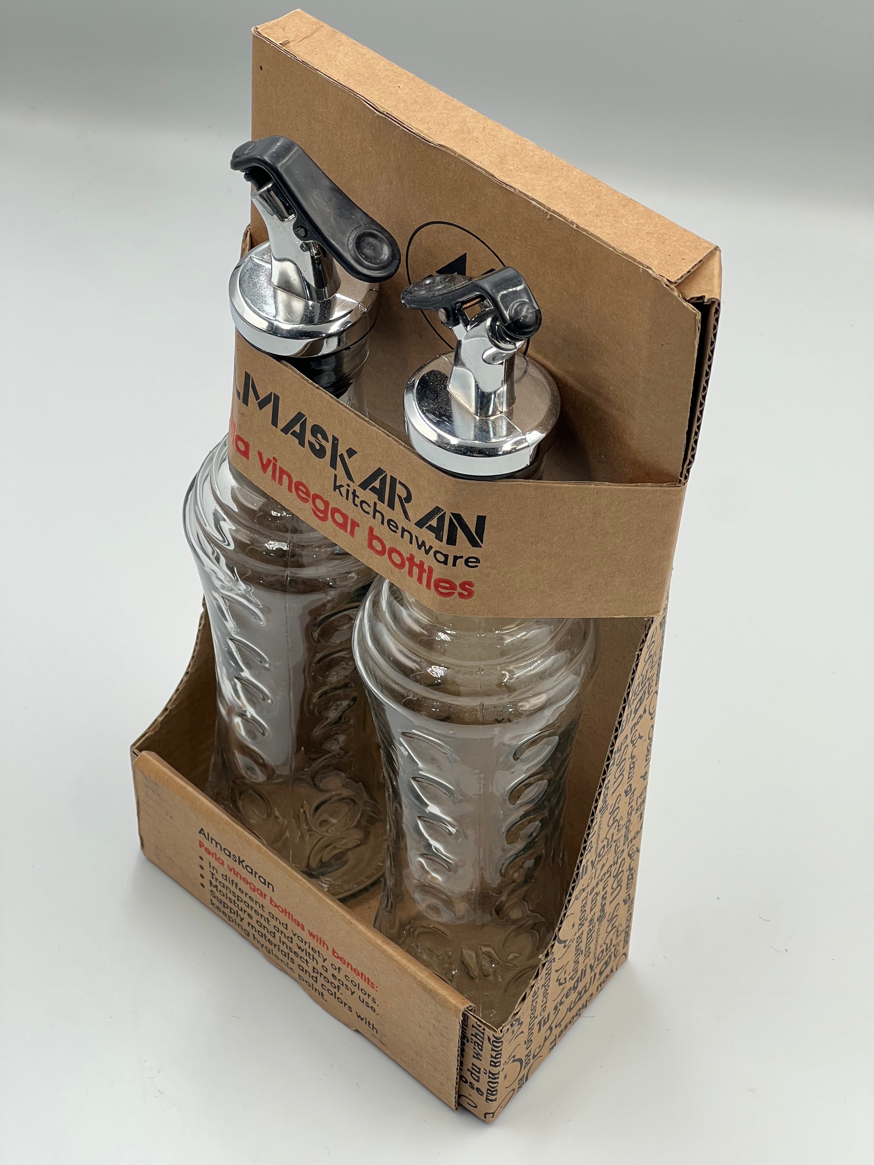 2-Piece Premium Glass Oil Dispenser Bottle Set – Leakproof & Stylish for Olive Oil, Vinegar and Seasonings