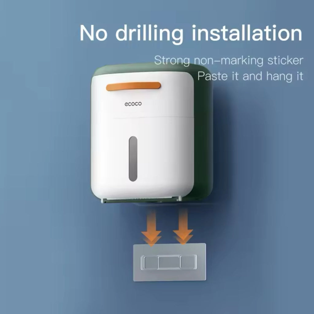 حامل ورق التواليت مزدوج الطبقة من إيكوكو - صندوق تخزين مناديل مقاوم للماء