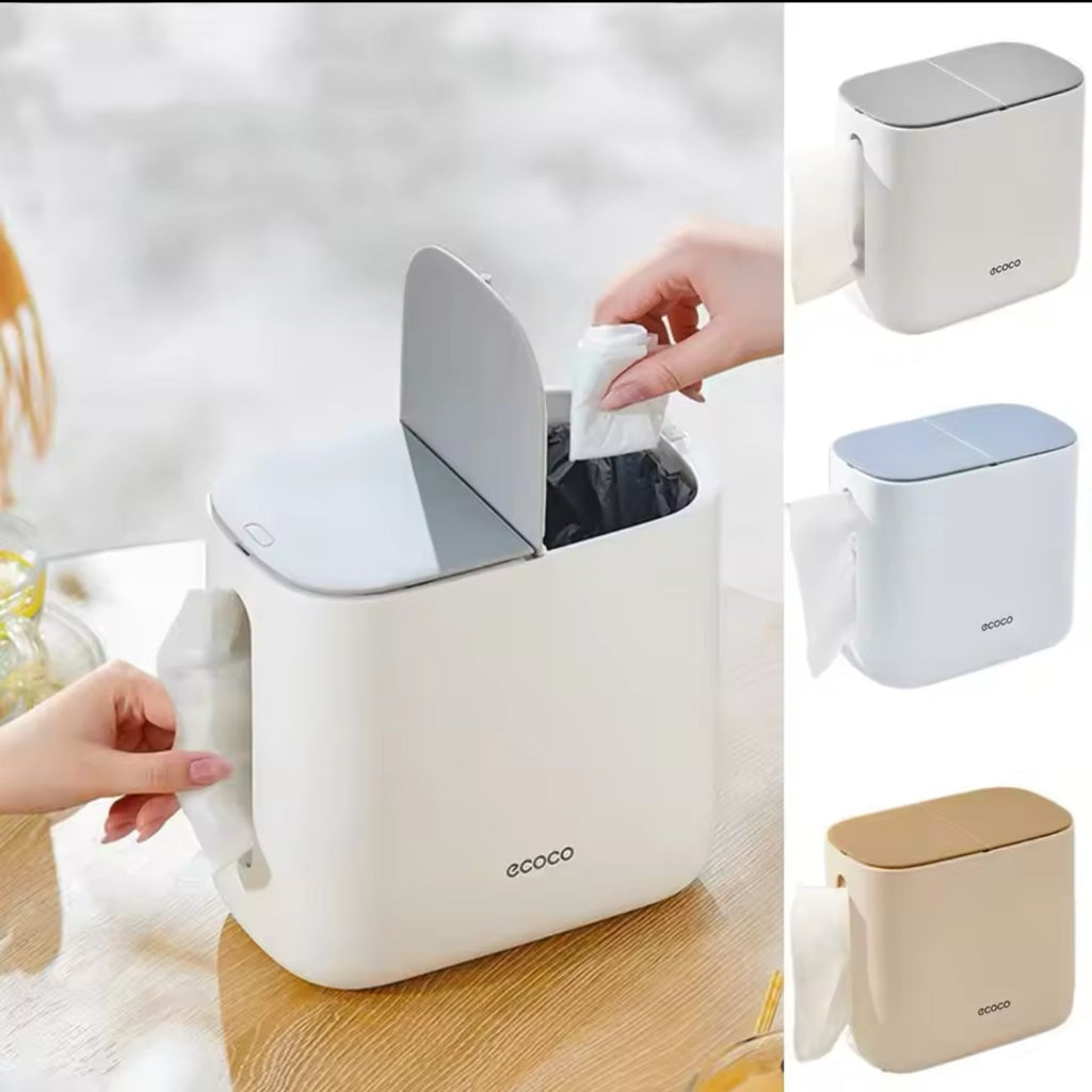 Ecoco Portable Plastic Tissue Box – Large Capacity, Dustproof & Space-Saving