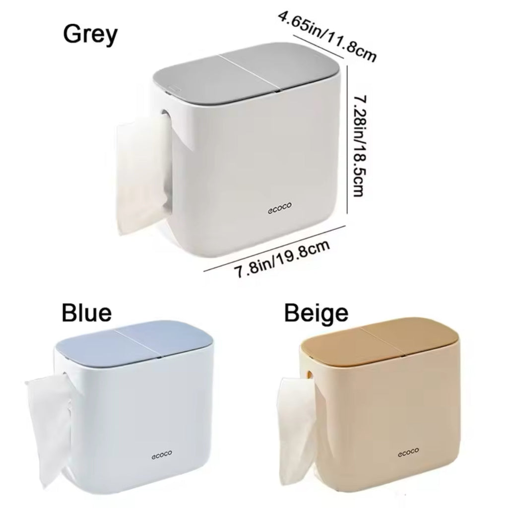 Ecoco Portable Plastic Tissue Box – Large Capacity, Dustproof & Space-Saving