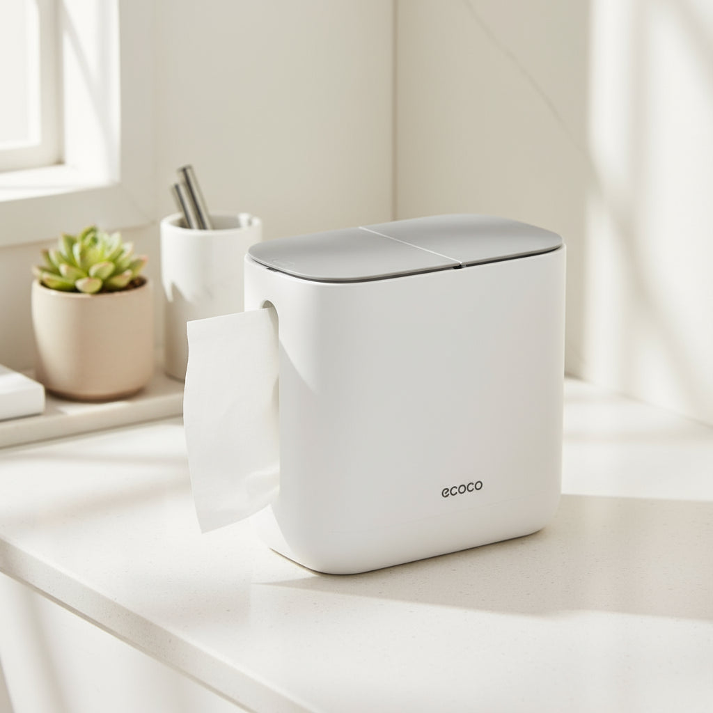 Ecoco Portable Plastic Tissue Box – Large Capacity, Dustproof & Space-Saving