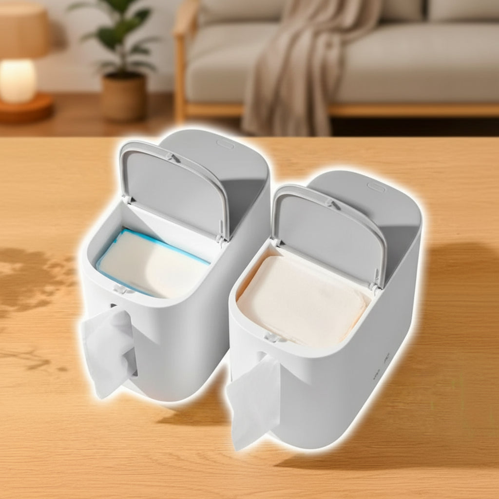 Ecoco Portable Plastic Tissue Box – Large Capacity, Dustproof & Space-Saving