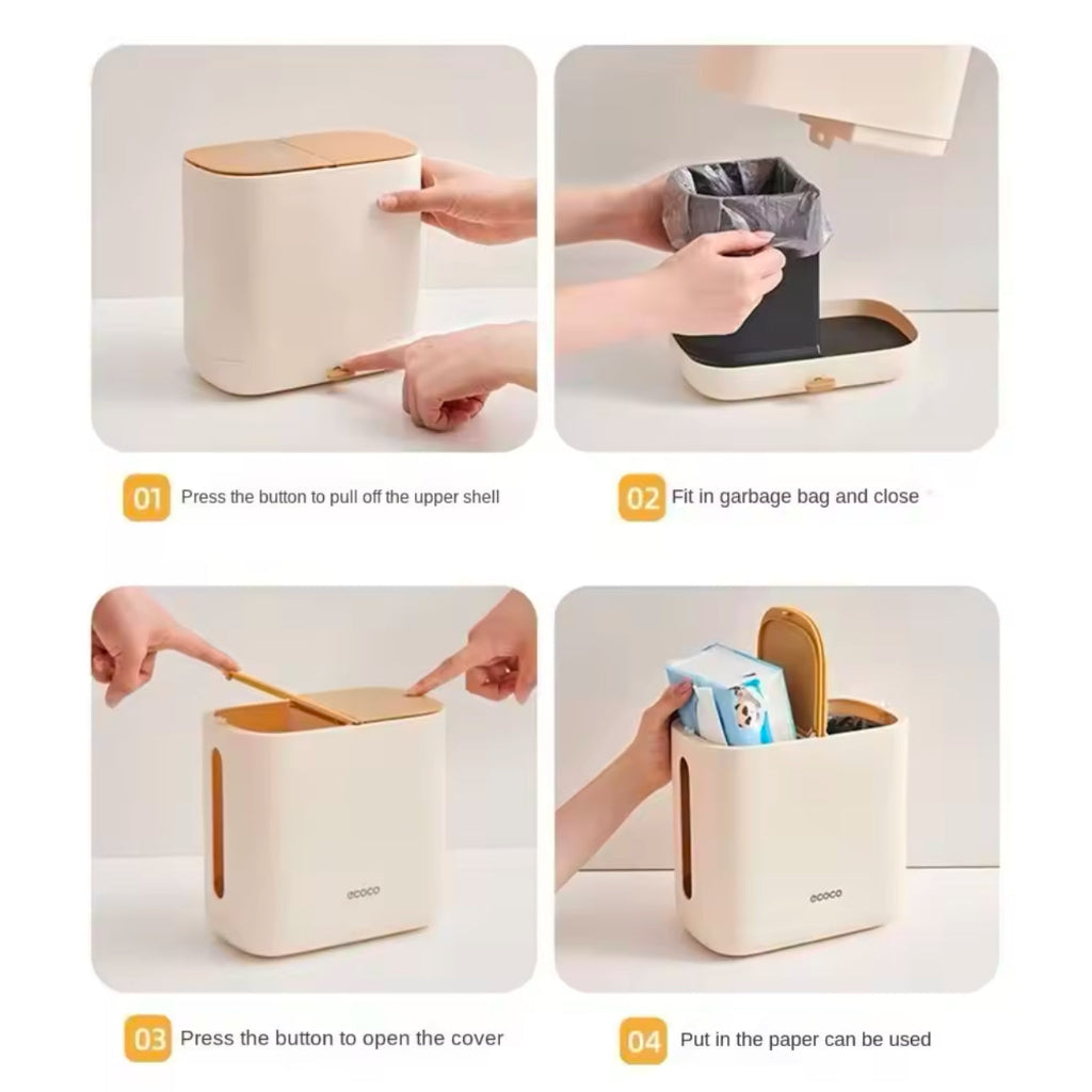 Ecoco Portable Plastic Tissue Box – Large Capacity, Dustproof & Space-Saving