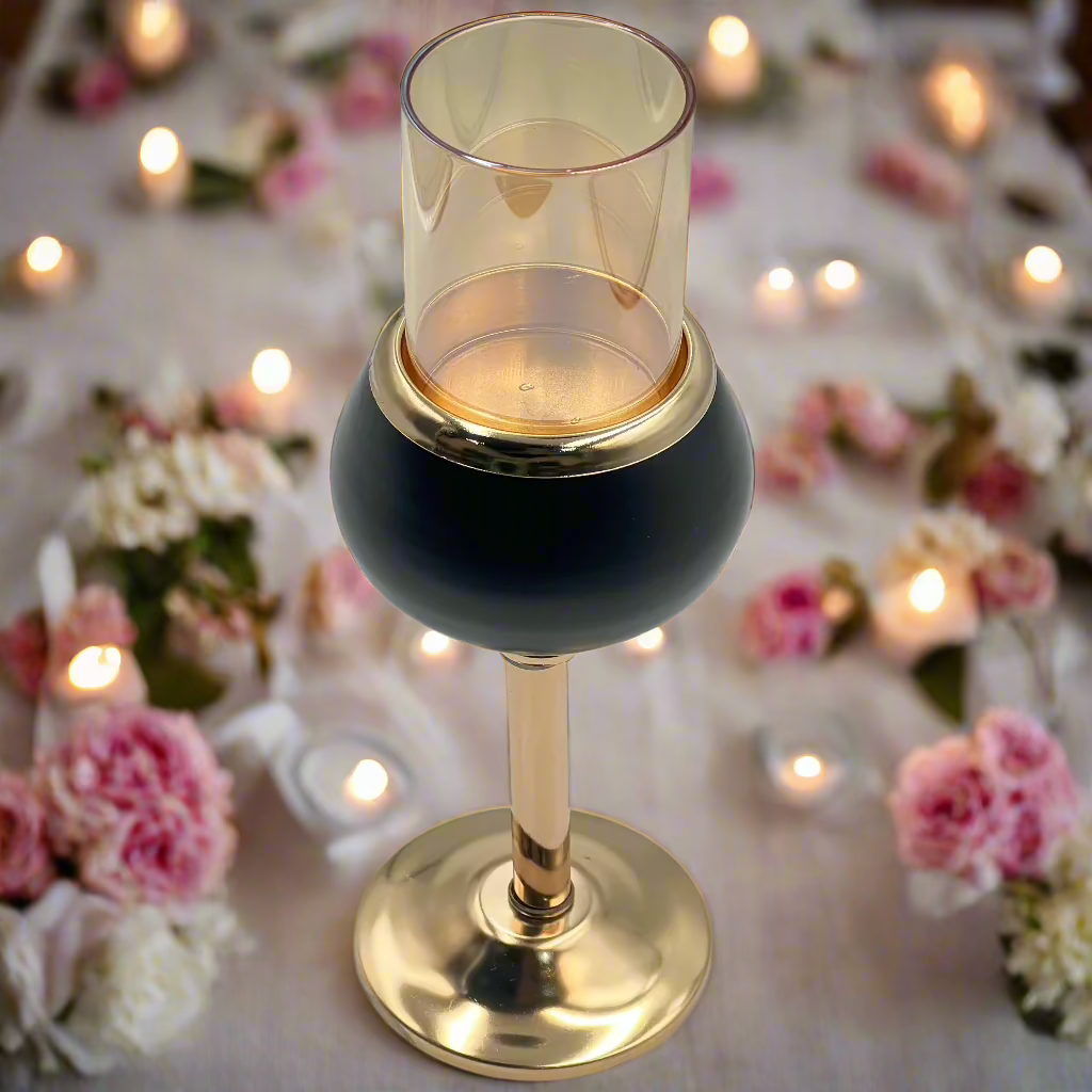 Glass Candlestick Made of Aluminum Alloy with Glass Screen Cover for Wedding Decoration,Birth day Decoration,Candle Stick