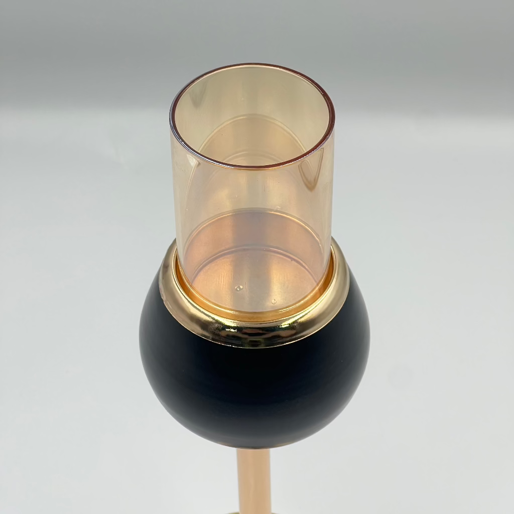 Glass Candlestick with Aluminum Alloy Base – Elegant Candle Holder