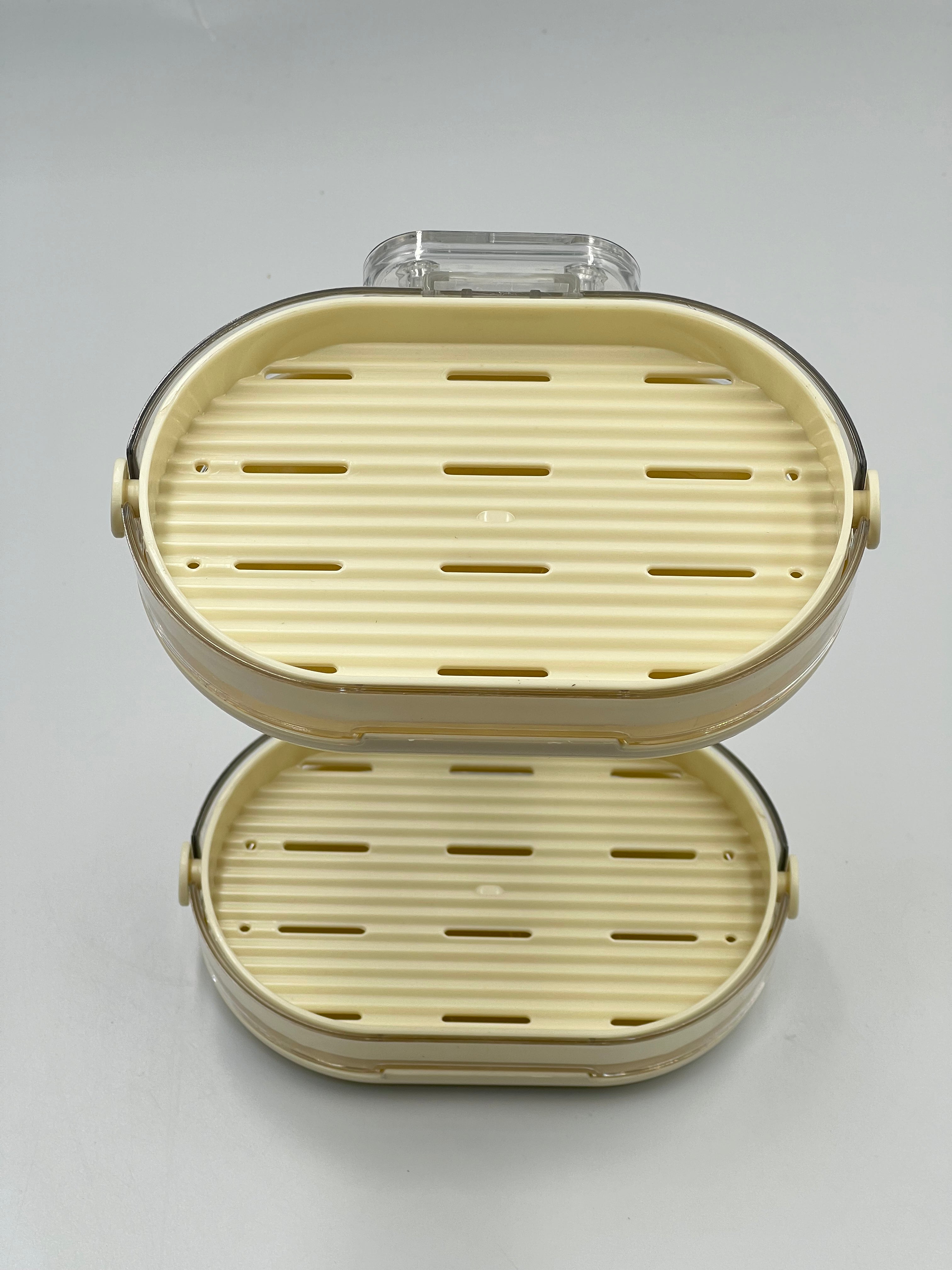 طبق صابون بيضاوي مزدوج الطبقة – حامل صابون قابل للفصل مثبت على الحائط مع تصميم للصرف