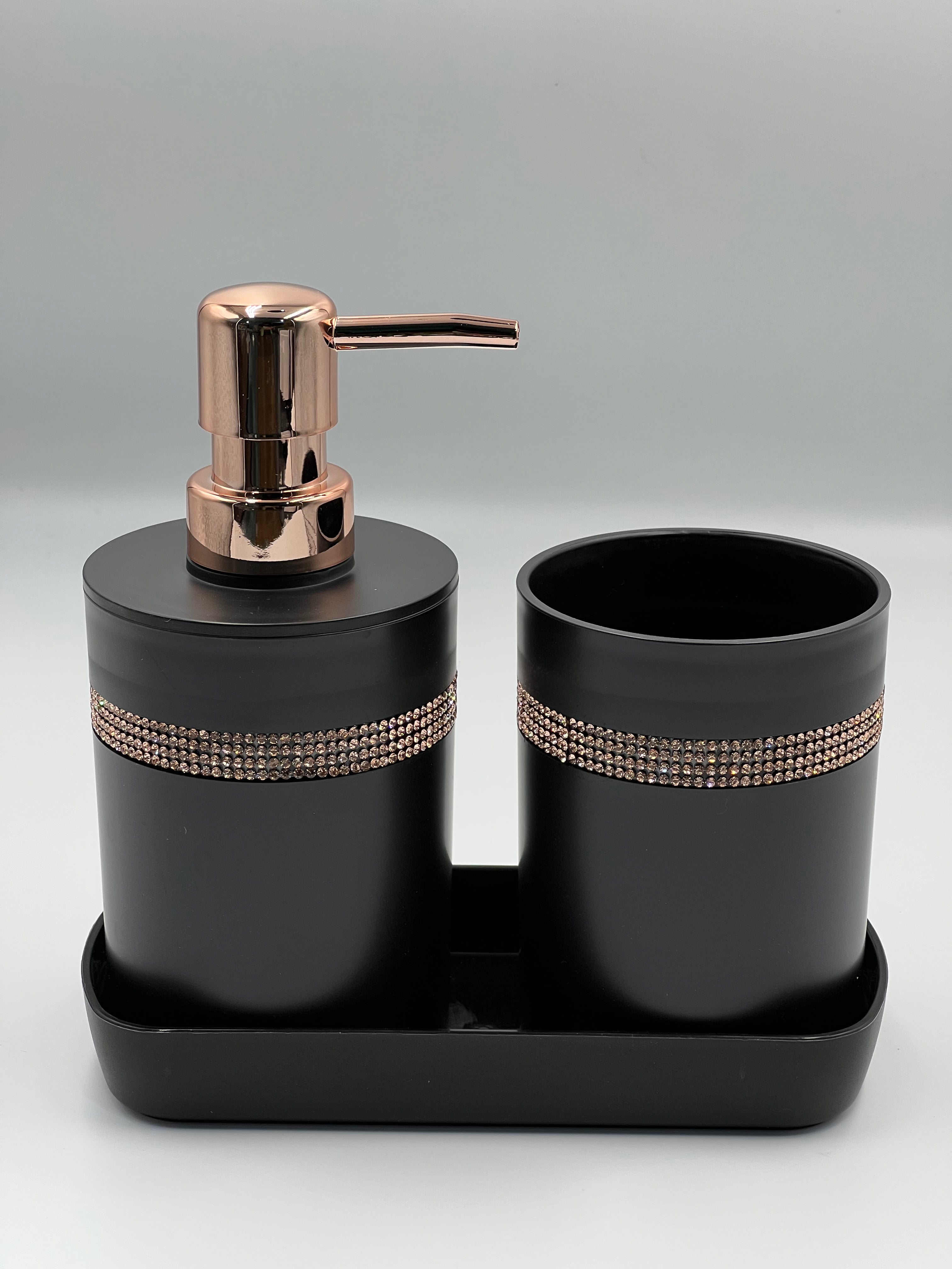 1 set of 3pcs bathroom toiletry set including a lotion bottle holder, toothbrush cup, and tray