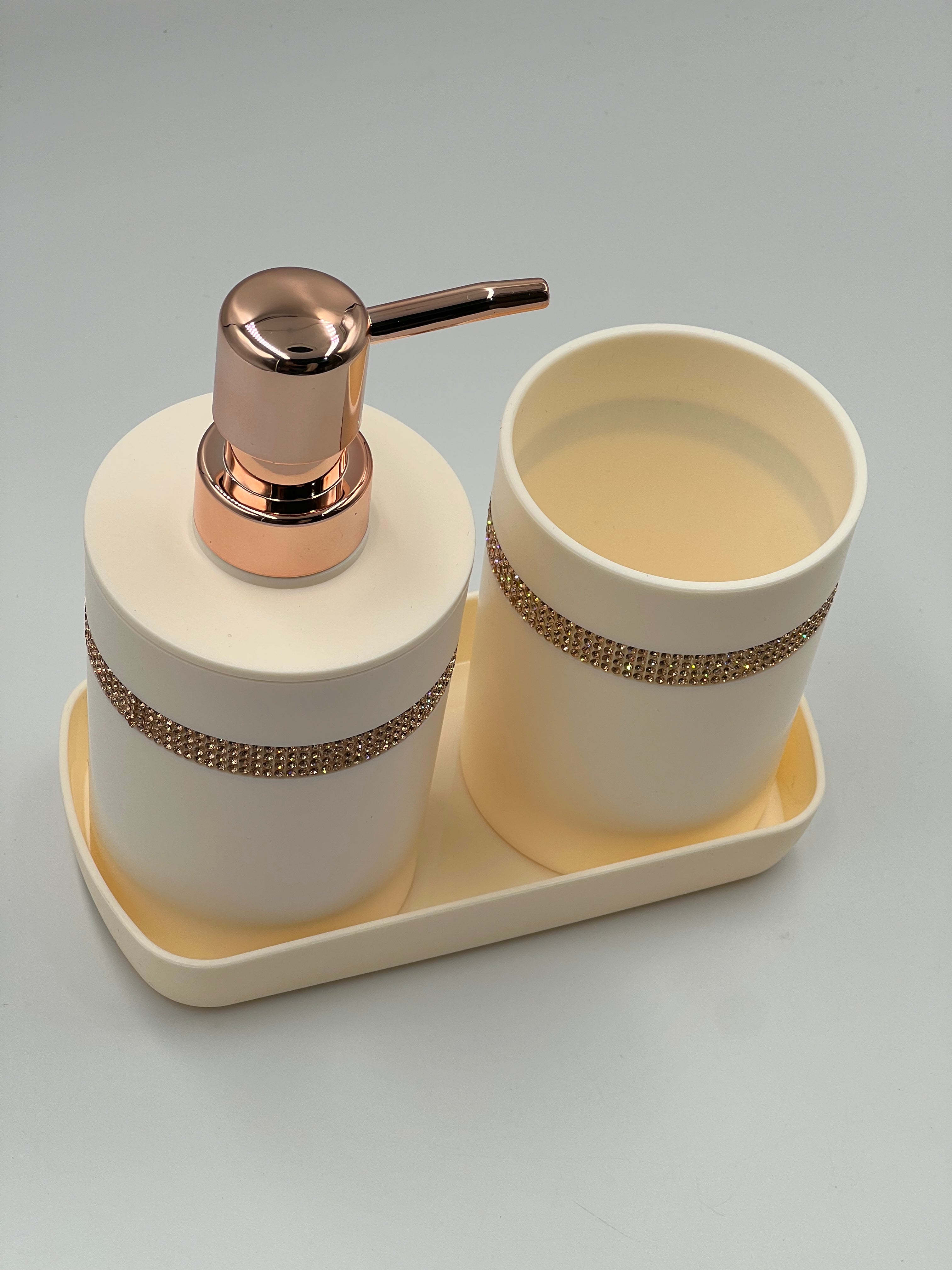1 set of 3pcs bathroom toiletry set including a lotion bottle holder, toothbrush cup, and tray