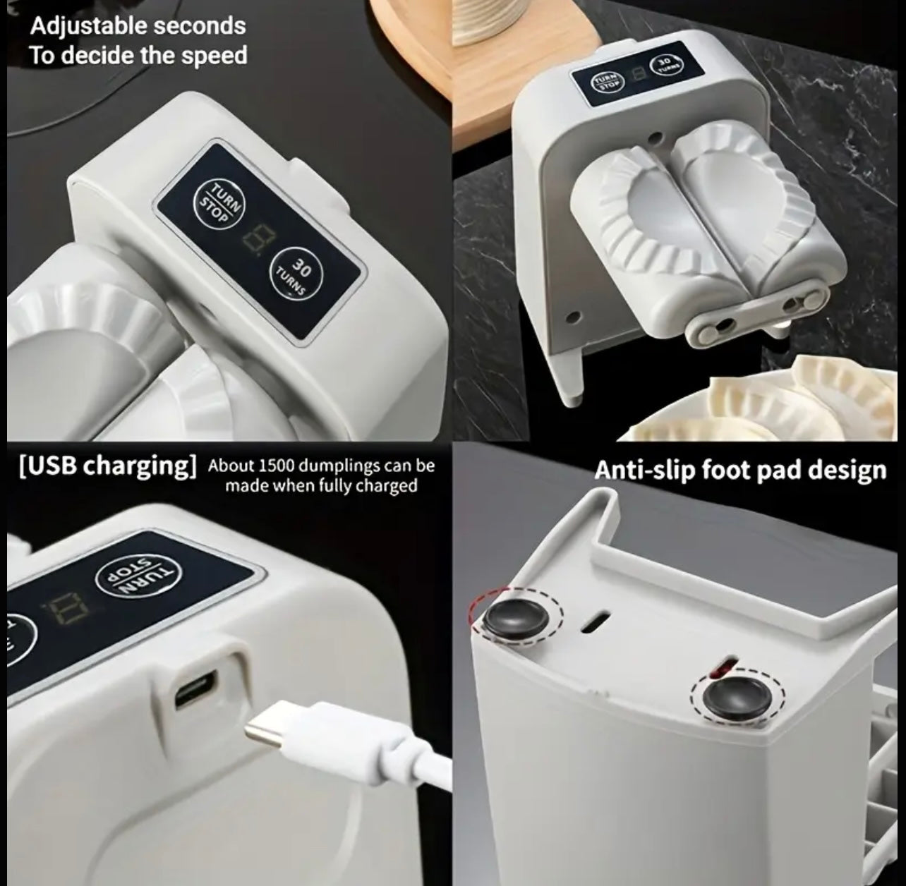 USB Rechargeable Fully Automatic Dumpling Maker – Make Up to 1,500 Dumplings per Charge