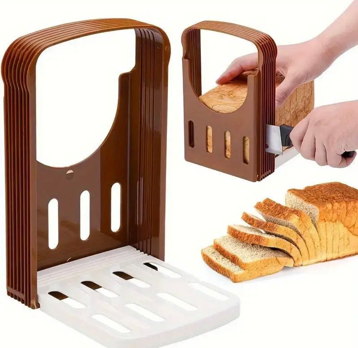 Adjustable Plastic Bread Slicer Guide – Toast Cutter Stand for Even Slices