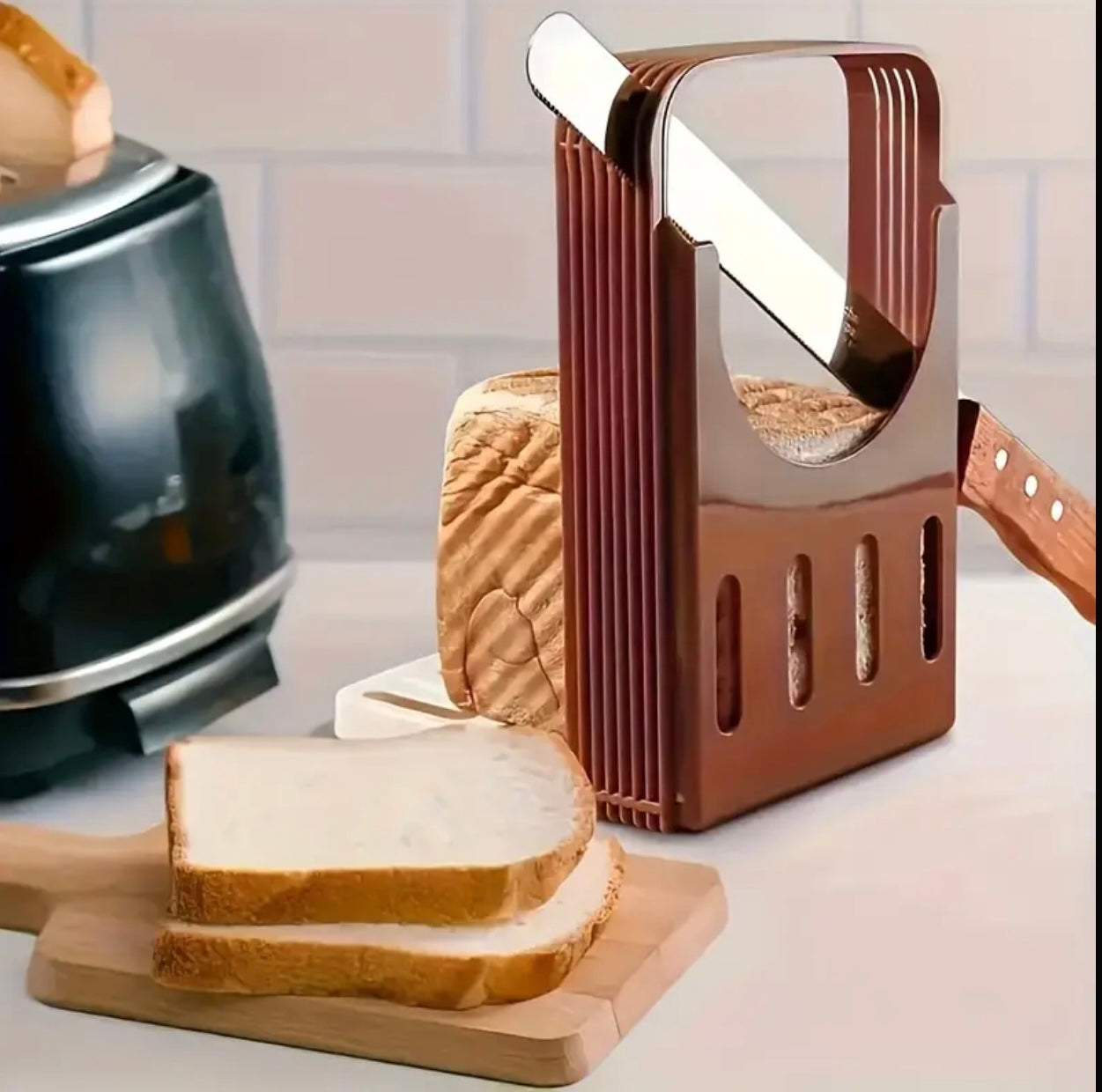 Adjustable Plastic Bread Slicer Guide – Toast Cutter Stand for Even Slices