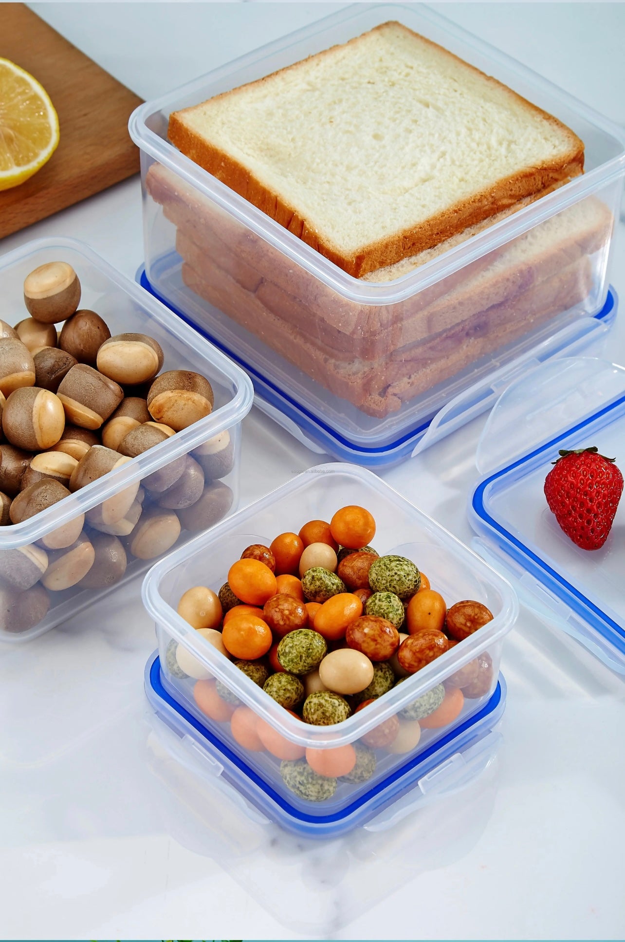 3-Piece Transparent Food Storage Container Set – Multi-Size Airtight Kitchen Organizer