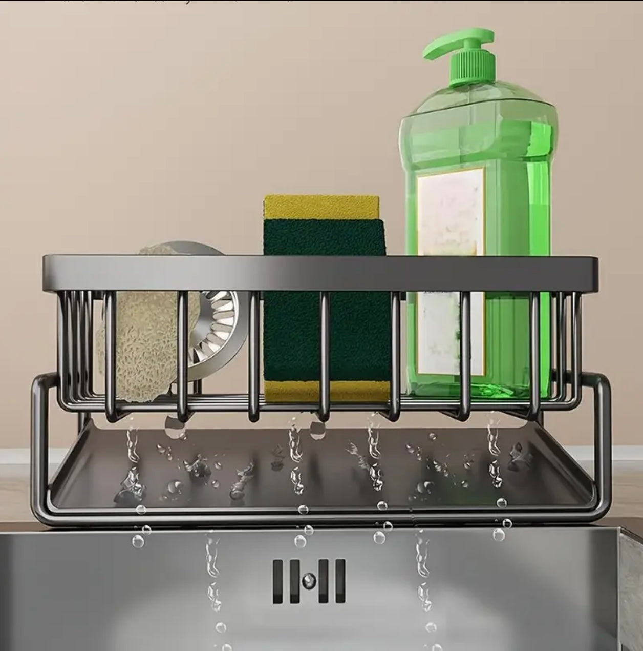 Multifunctional Countertop Sink Organizer – Sponge Holder, Dish Rack & Bottle Shelf
