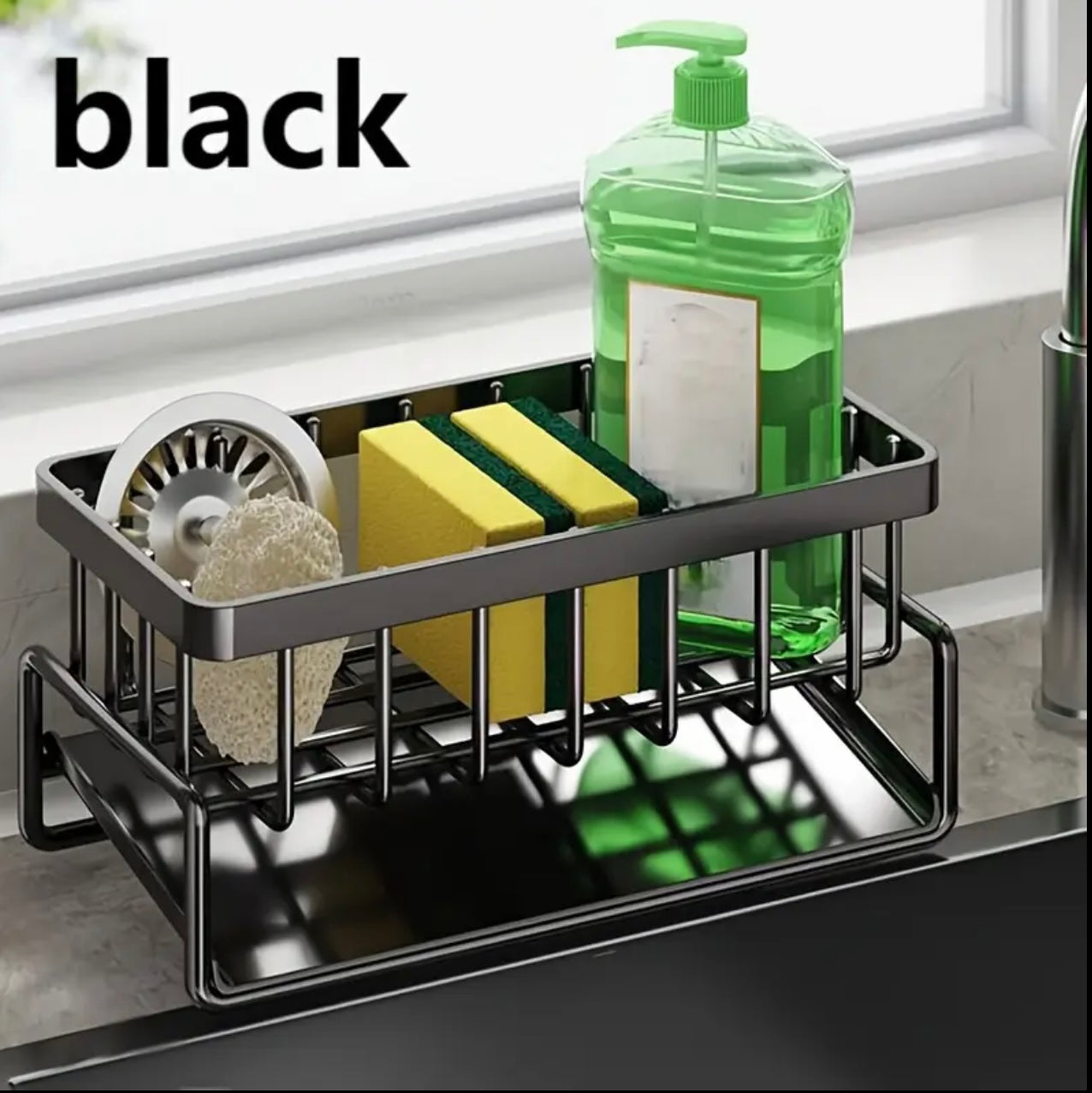 Multifunctional Countertop Sink Organizer – Sponge Holder, Dish Rack & Bottle Shelf