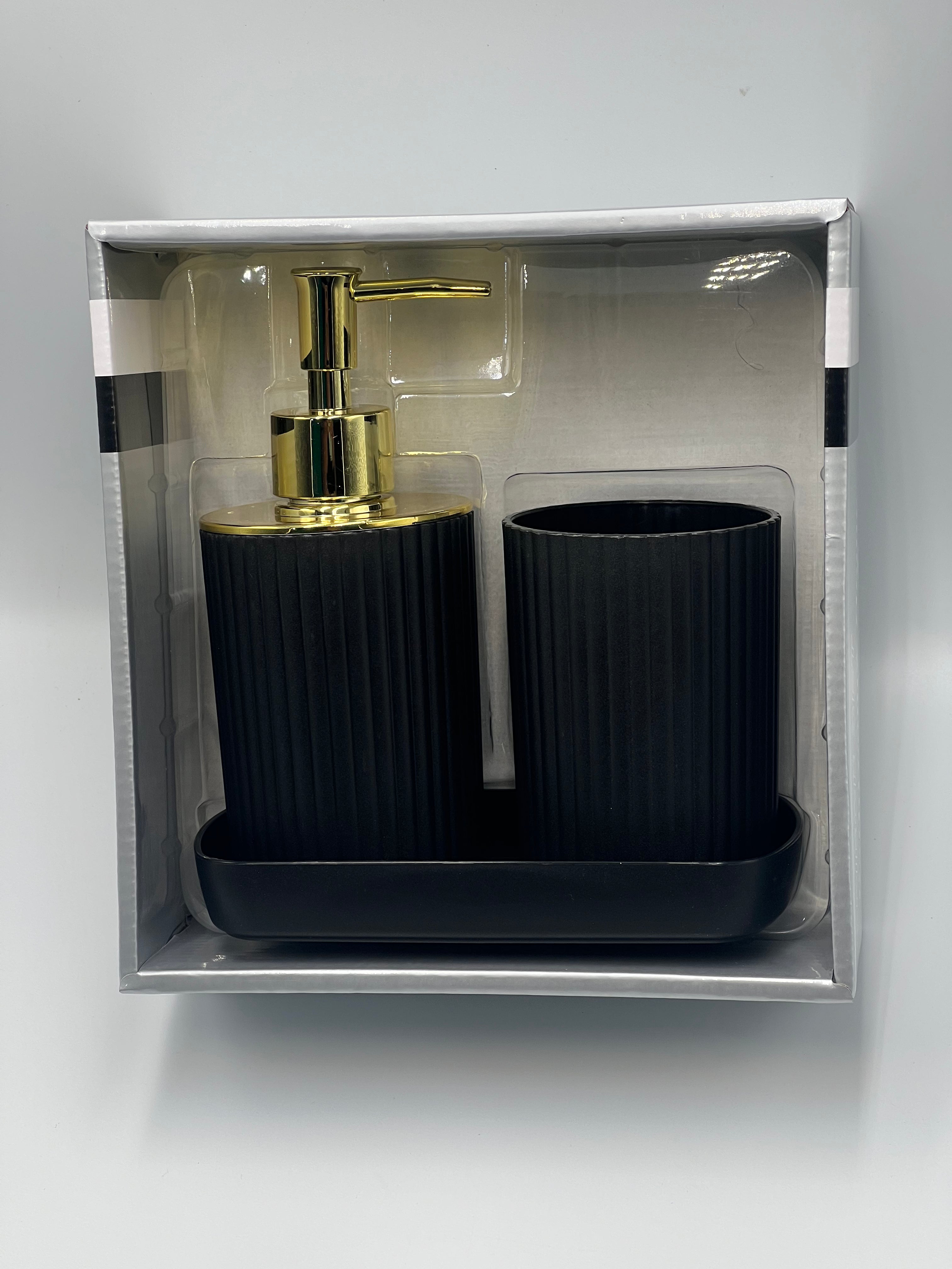 3-Piece Bathroom Toiletry Set – Lotion Bottle Holder, Toothbrush Cup & Tray