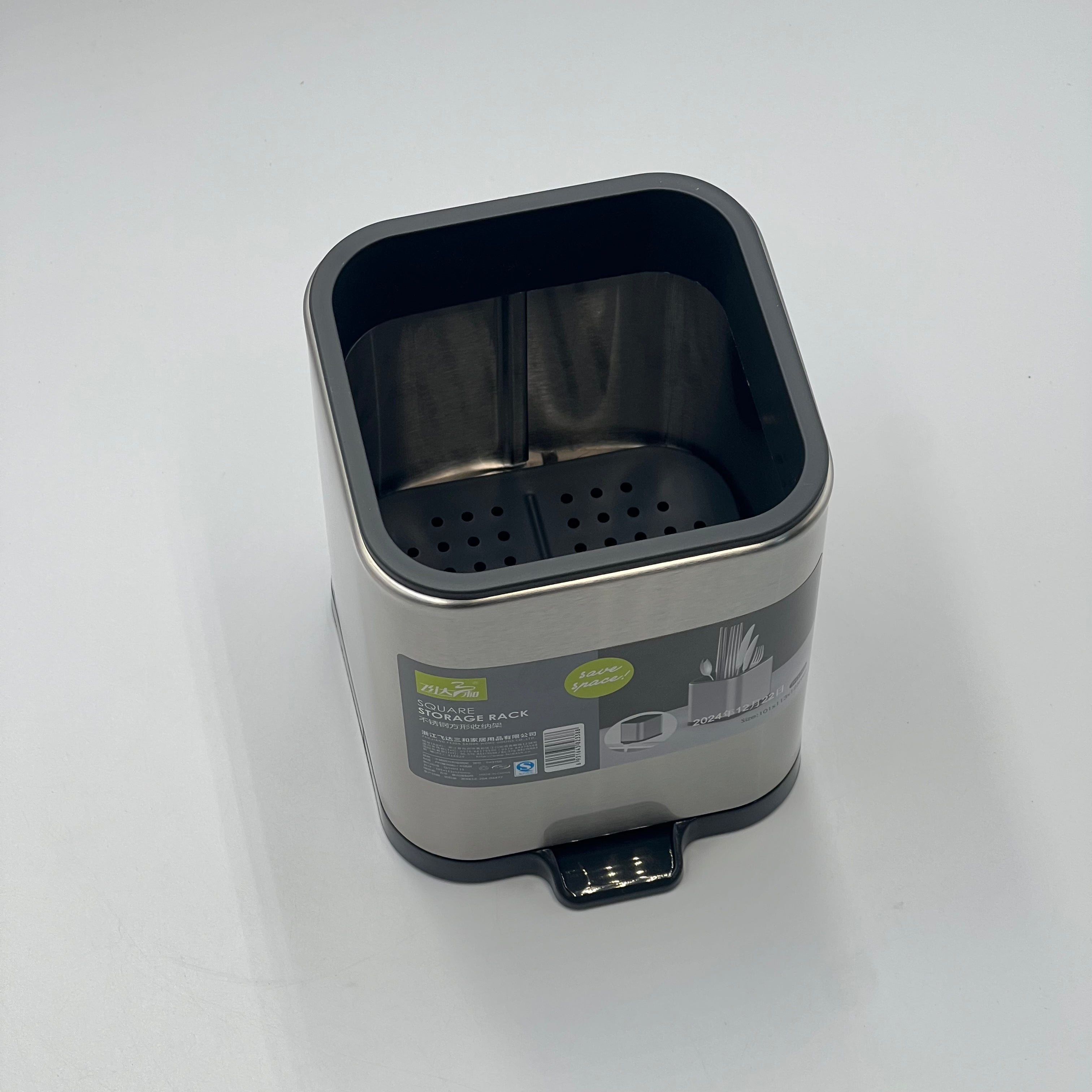 أنبوب عيدان تناول الطعام من الفولاذ المقاوم للصدأ للمطبخ - رف تخزين متعدد الوظائف