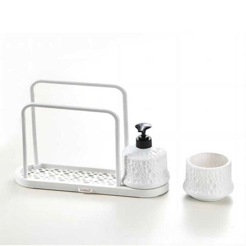 تجفيف المطبخ متعدد الاستخدام وحامل مناشف الأطباق - رف تخزين الإسفنج والخرقة