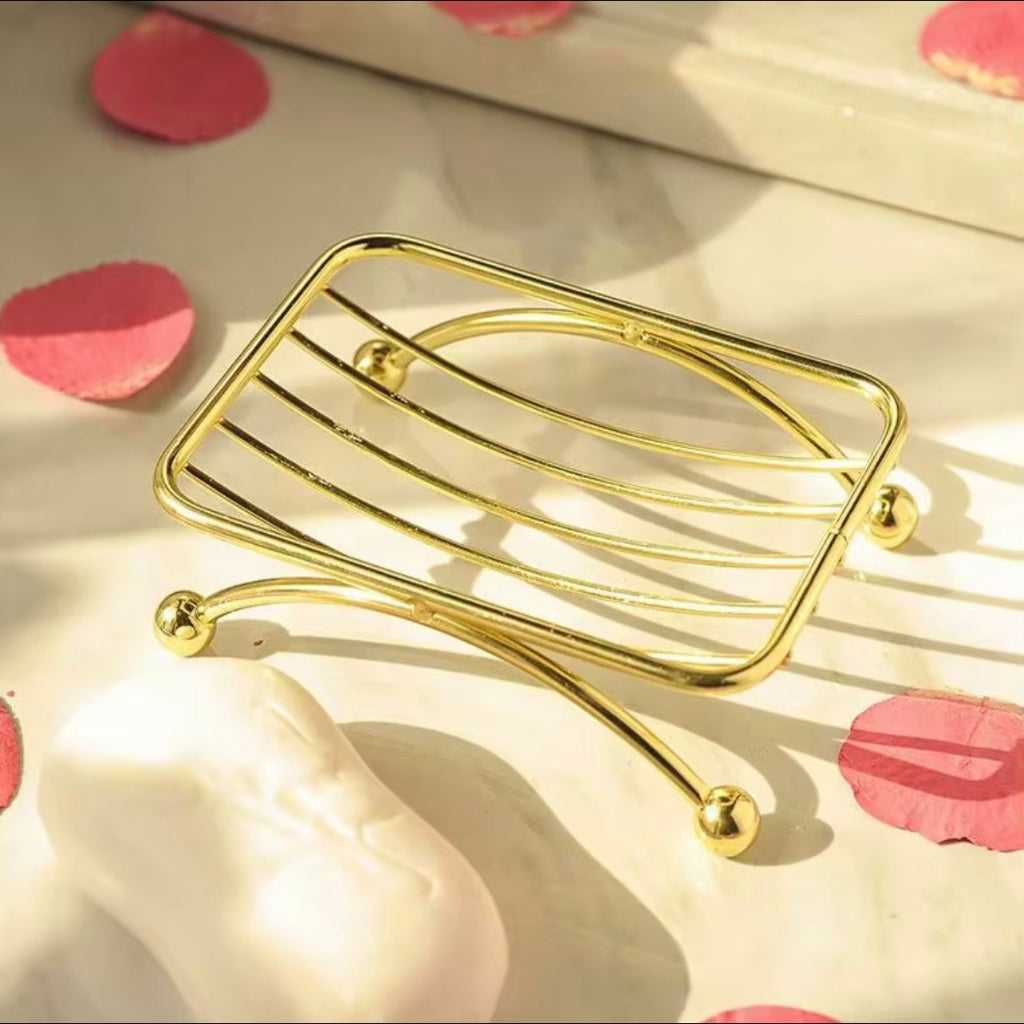 Golden Metal Soap Dish with Drainage – Decorative Iron Soap Holder