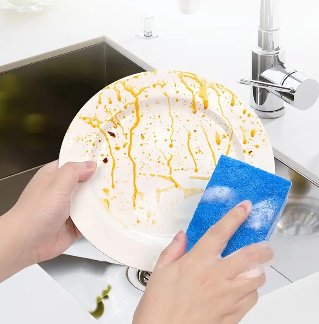 10-Piece Colorful I-Shaped Cleaning Sponges – Double-Sided Dishwashing & Household Cleaning Tools