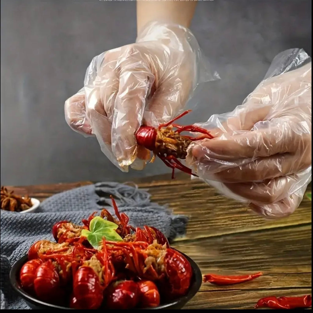 100pcs Disposable Kitchen Gloves – Food-Grade, Transparent & Multi-Purpose