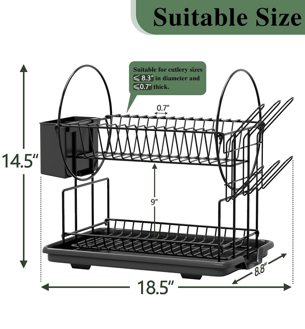 2-Tier Dish Drying Rack with Drainboard – Space-Saving Kitchen Counter Organizer