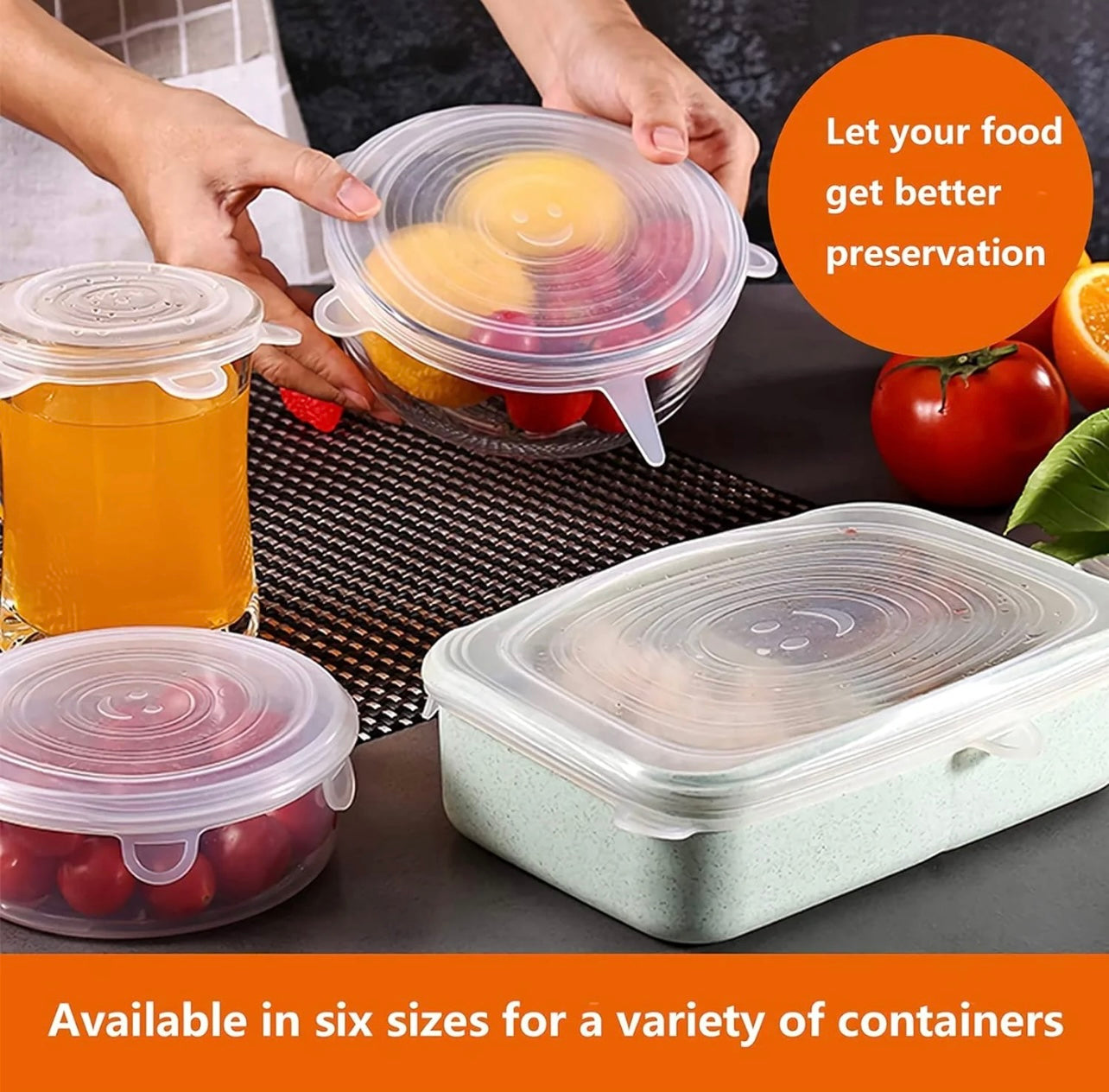 6 قطع/مجموعة من أغطية تخزين الطعام من السيليكون القابلة لإعادة الاستخدام وقابلة للتمدد