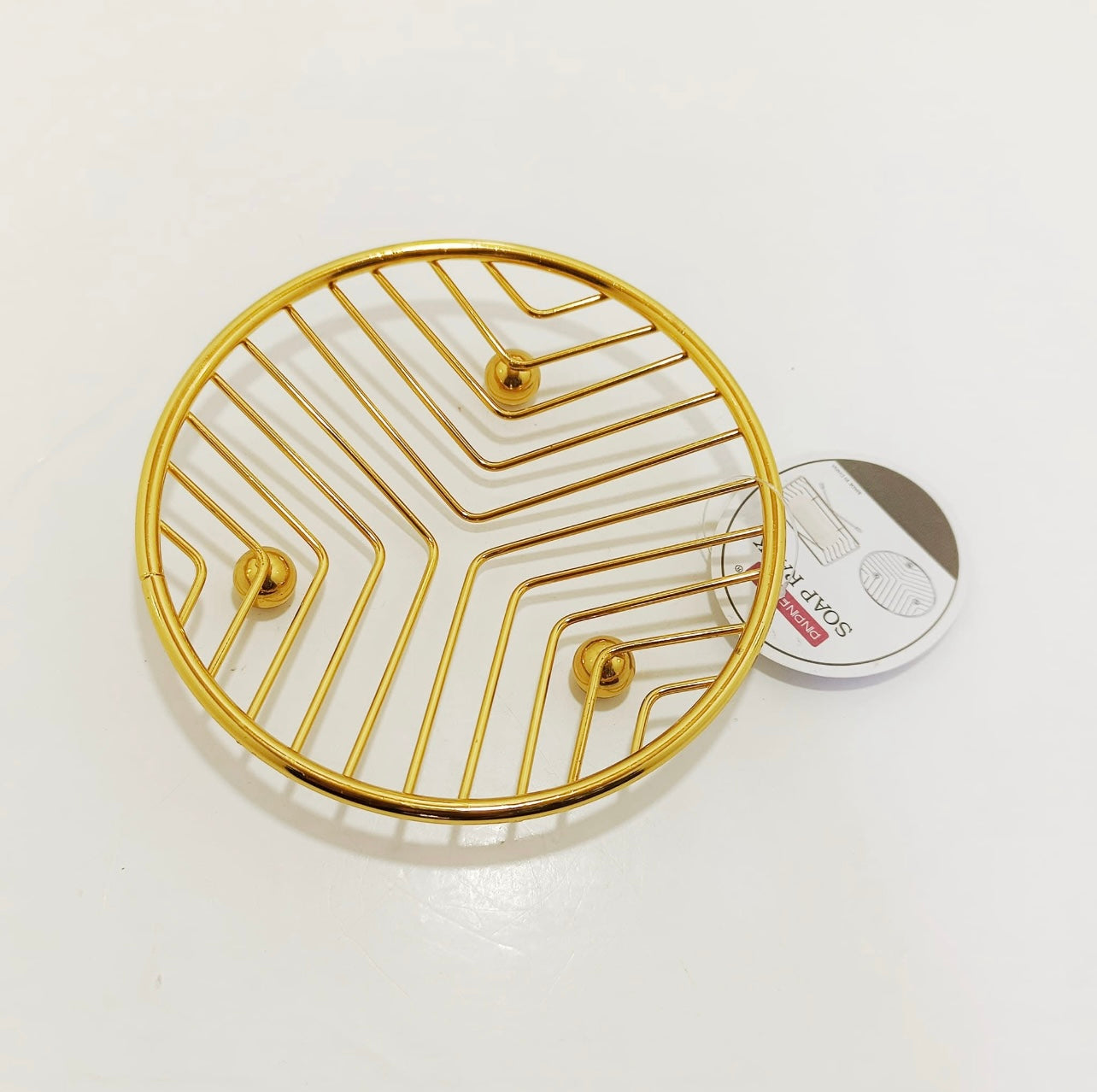 Elegant Golden Metal Soap Dish with Drainage – Decorative Bathroom & Kitchen Holder