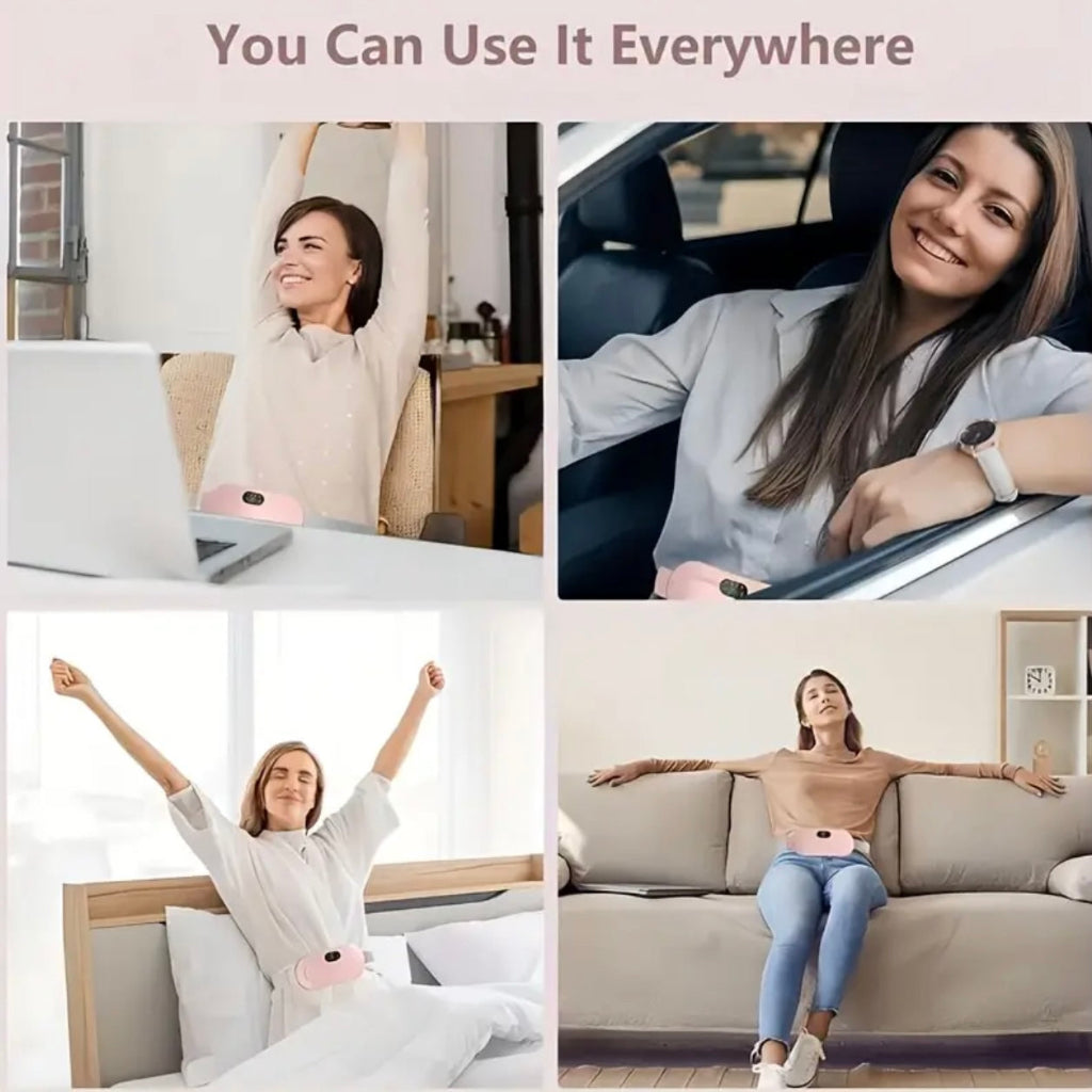Rechargeable USB-Charged Waist Massager with 3 Heat Compressions - Vibrating Abdominal Belt for Muscle Relief, Adjustable Intensity,