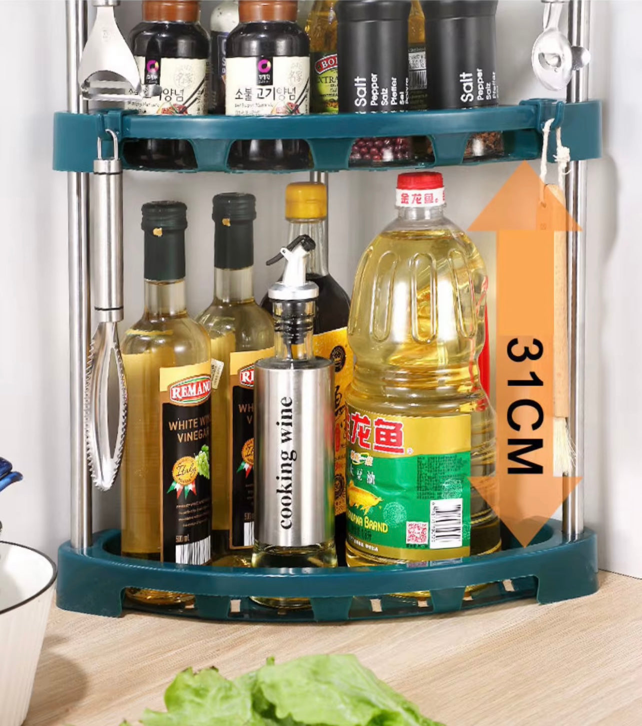 أرفف مطبخ بلاستيكية متعددة الوظائف مكونة من 4 طبقات - رف تخزين حديث وبسيط