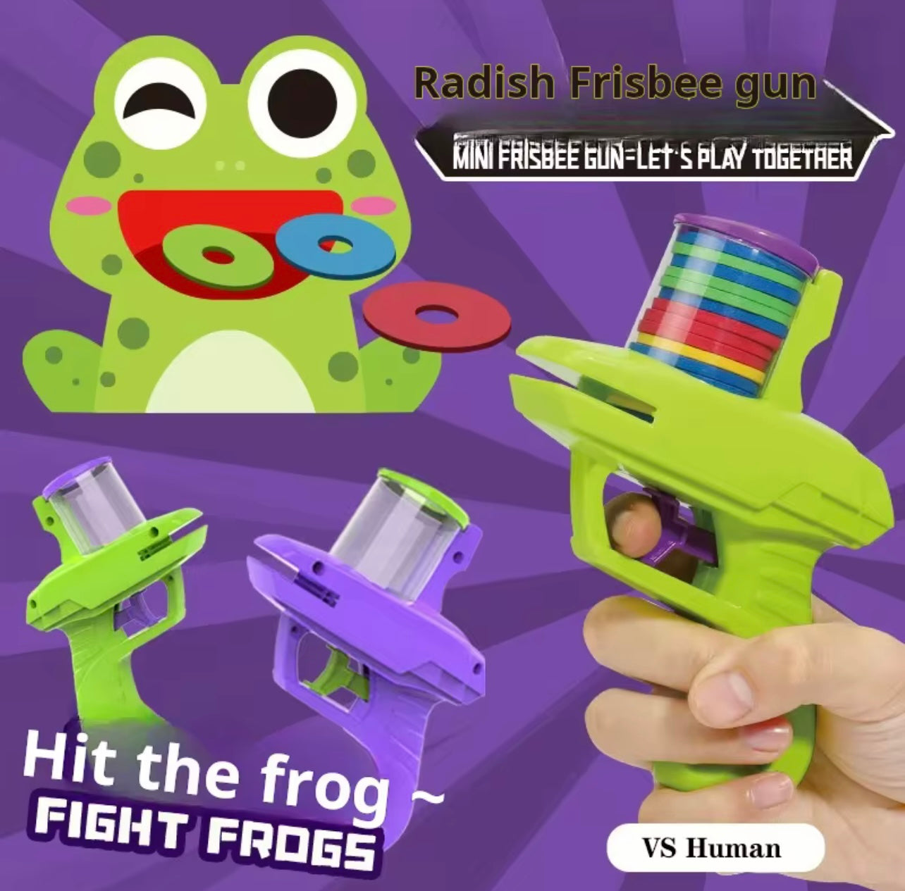 لعبة قاذف الصحن الطائر الملونة المكونة من قطعتين - UFO Blaster للأطفال