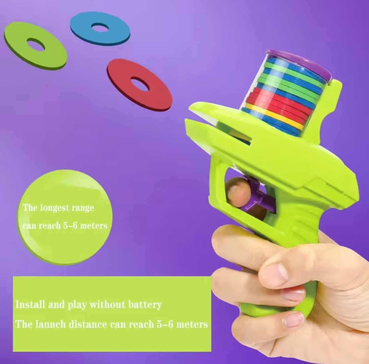 لعبة قاذف الصحن الطائر الملونة المكونة من قطعتين - UFO Blaster للأطفال