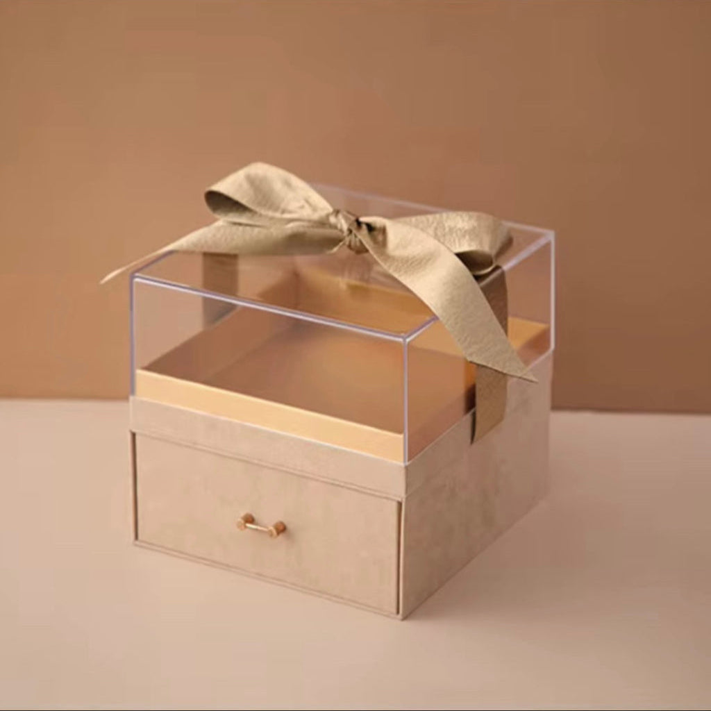 Luxury Square Acrylic, Plastic Gift Box Full View Gift Box with Drawer Design