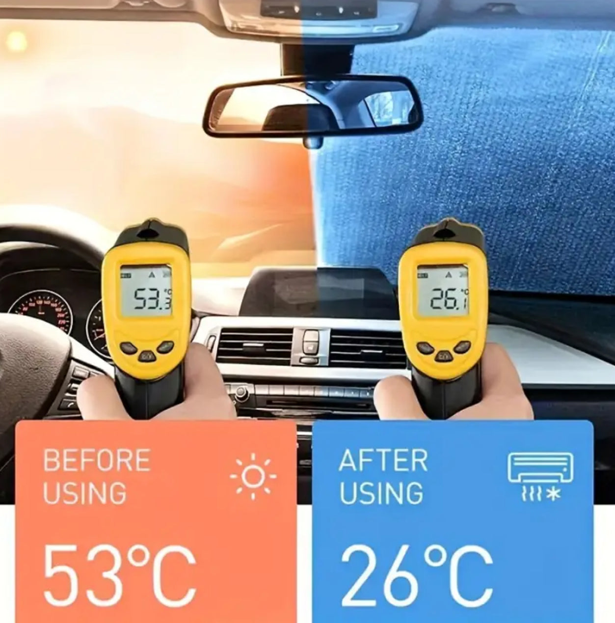 Double-Sided Bubble Aluminum Foil Car Sunshade – Heat & UV Protection