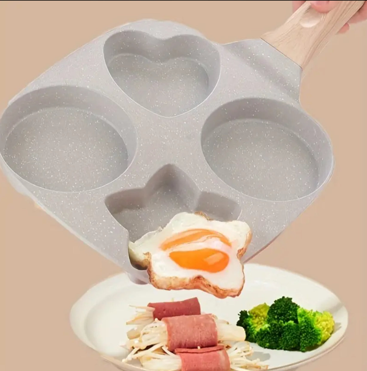 مقلاة غير لاصقة من الحديد الزهر مع 4 فتحات - مثالية للبيض والفطائر..