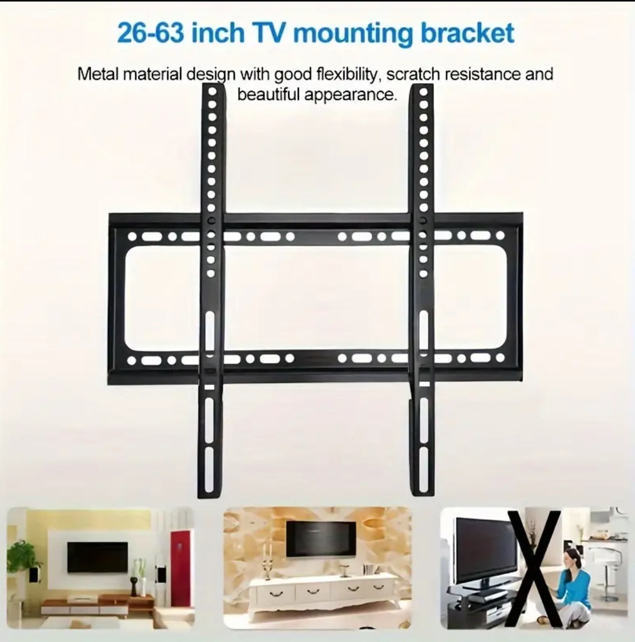 Heavy-Duty Universal Iron TV Wall Mount Bracket β 26-63 Inch Screens
