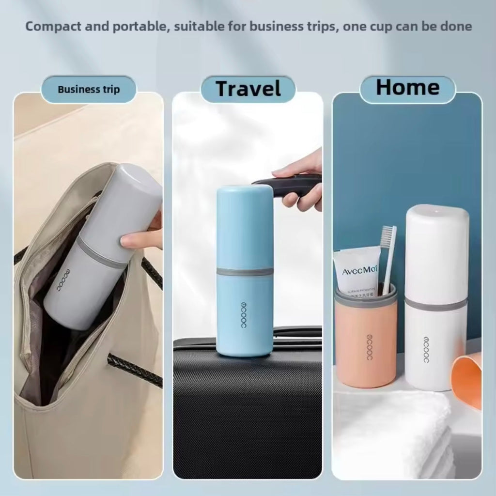 Ecoco Portable Travel Toothbrush Case – Large Capacity Wash Cup & Toothpaste Organizer