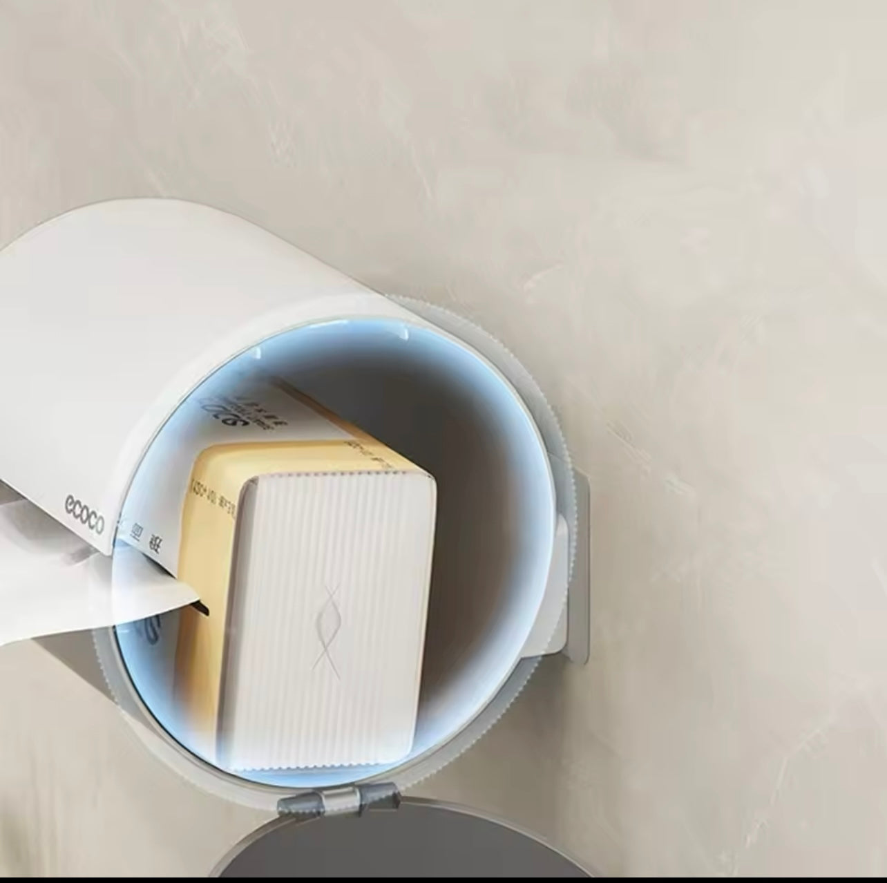 حامل مناديل ورقية بلاستيك من إيكوكو - سعة كبيرة، ذاتي اللصق