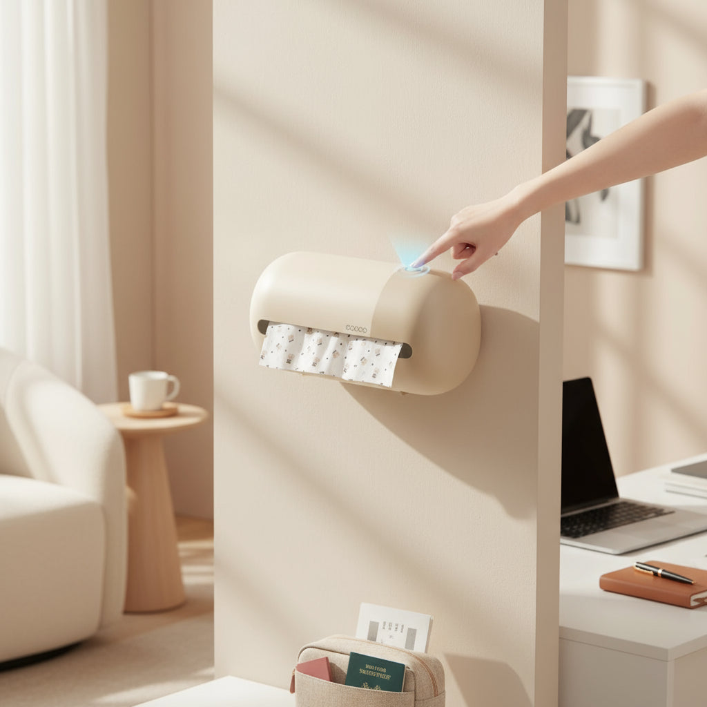 Ecoco Plastic Wall-Mounted Paper Towel Holder โ Large Capacity & Self-Adhesive