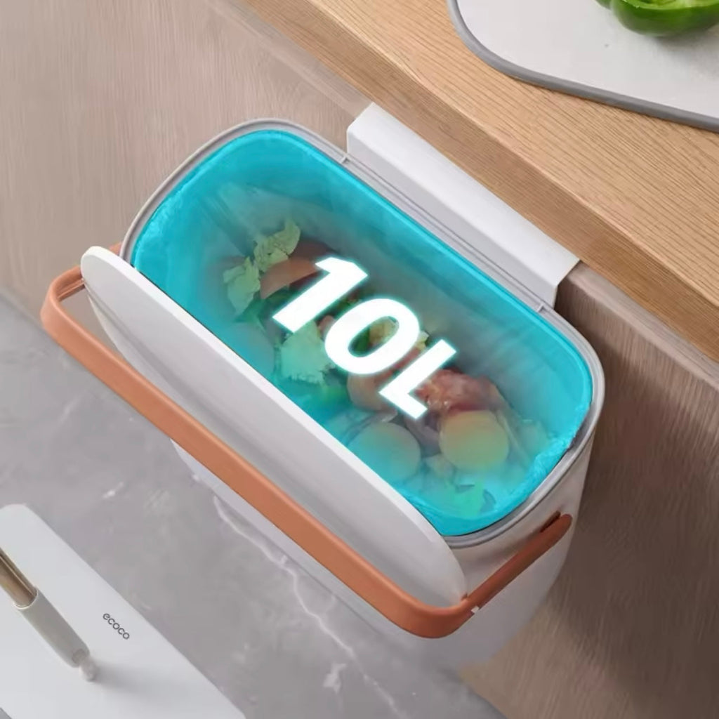 Ecoco Wall-Mounted Kitchen Trash Can with Lid – Hanging Household Wastebasket