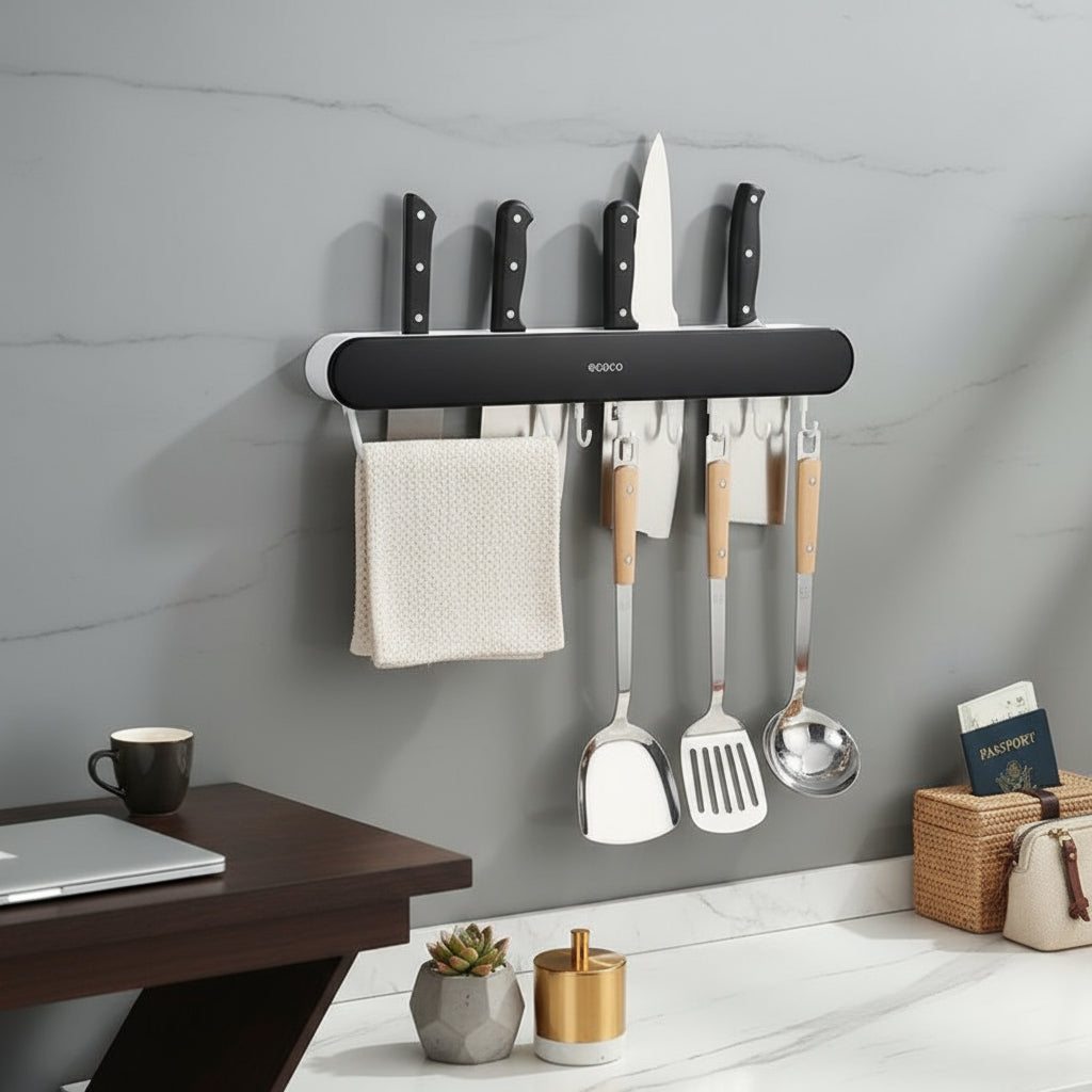 Ecoco Wall-Mounted Knife & Chopstick Holder β Multifunctional Kitchen Storage Rack