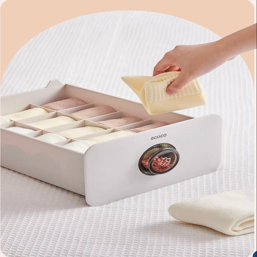 Ecoco 3-in-1 Socks Storage Box β Closet Drawer Organizer with Deodorant & De-Mite Function