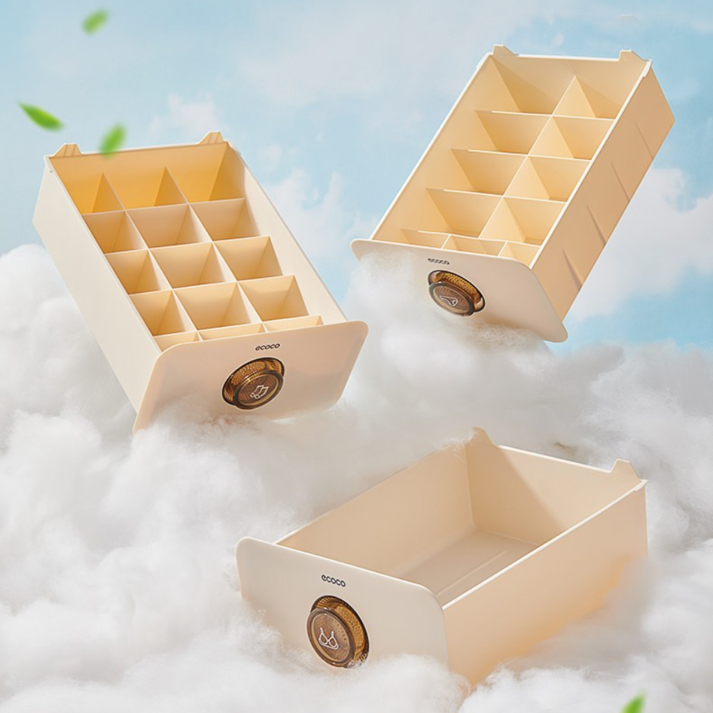 صندوق تخزين الملابس وحمالة الصدر المحمول من إيكوكو – منظم خزانة الملابس مع درج منفصل