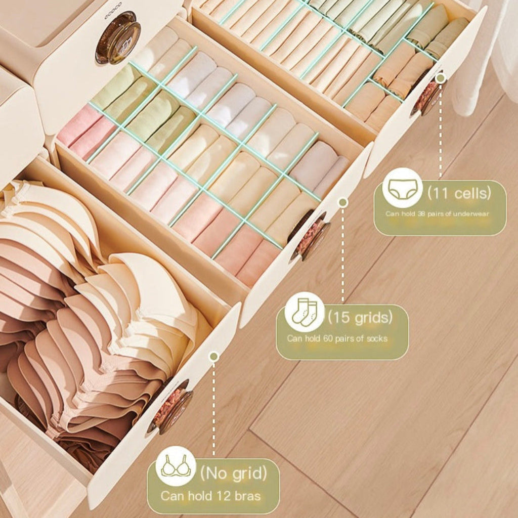 صندوق تخزين الملابس وحمالة الصدر المحمول من إيكوكو – منظم خزانة الملابس مع درج منفصل