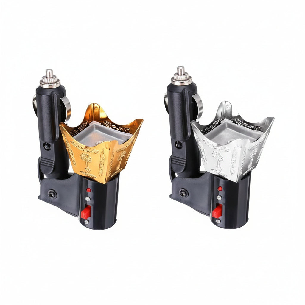 Car Electric Arabian Incense Burner – Gold Decorative Bakhoor Burner for Home & Car Fragrance