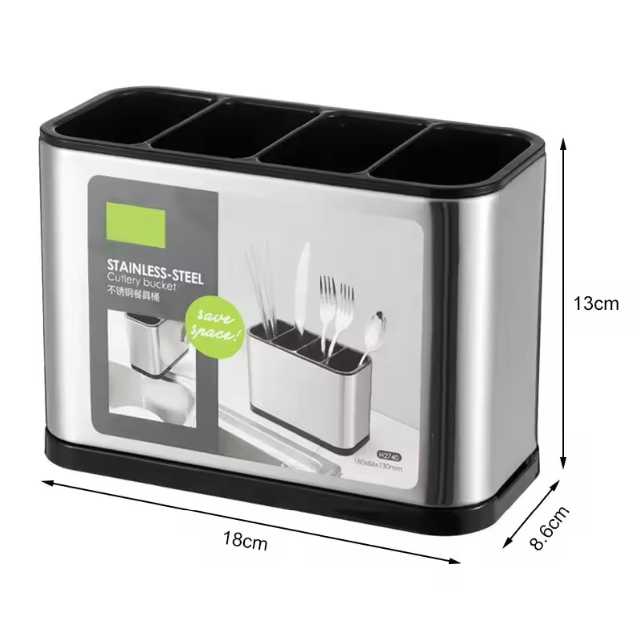 صندوق تخزين الأطباق - منظم من الفولاذ المقاوم للصدأ ومنظم ABS مع 4 صواني للتنقيط