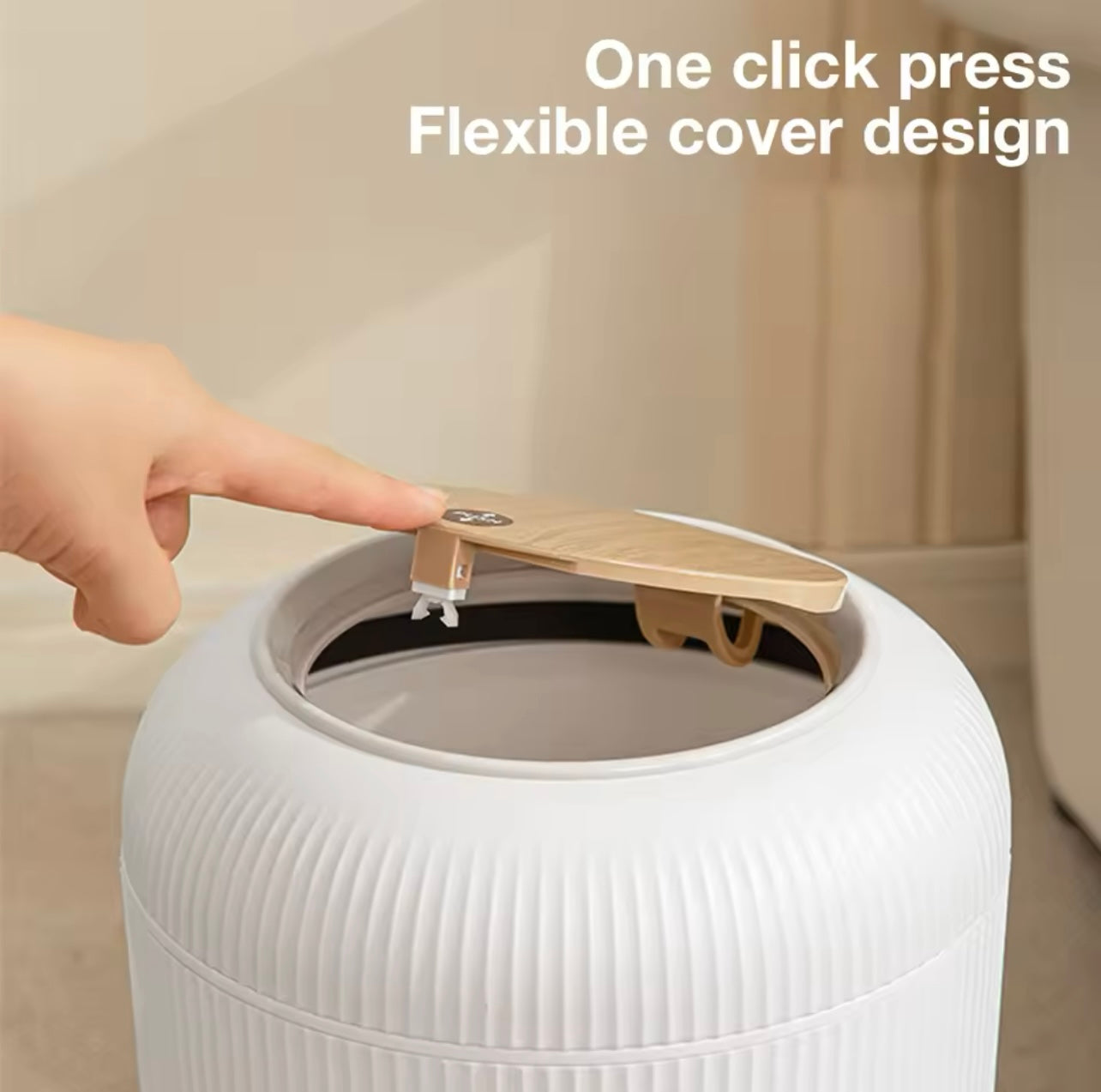Large Capacity Press-Top Trash Can β Quiet-Close Lid, Household Dust Bin for Kitchen, Bathroom, Bedroom, and Office