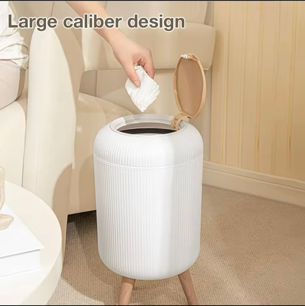 سلة مهملات ذات سعة كبيرة - غطاء مغلق هادئ، سلة غبار منزلية للمطبخ والحمام وغرفة النوم والمكتب