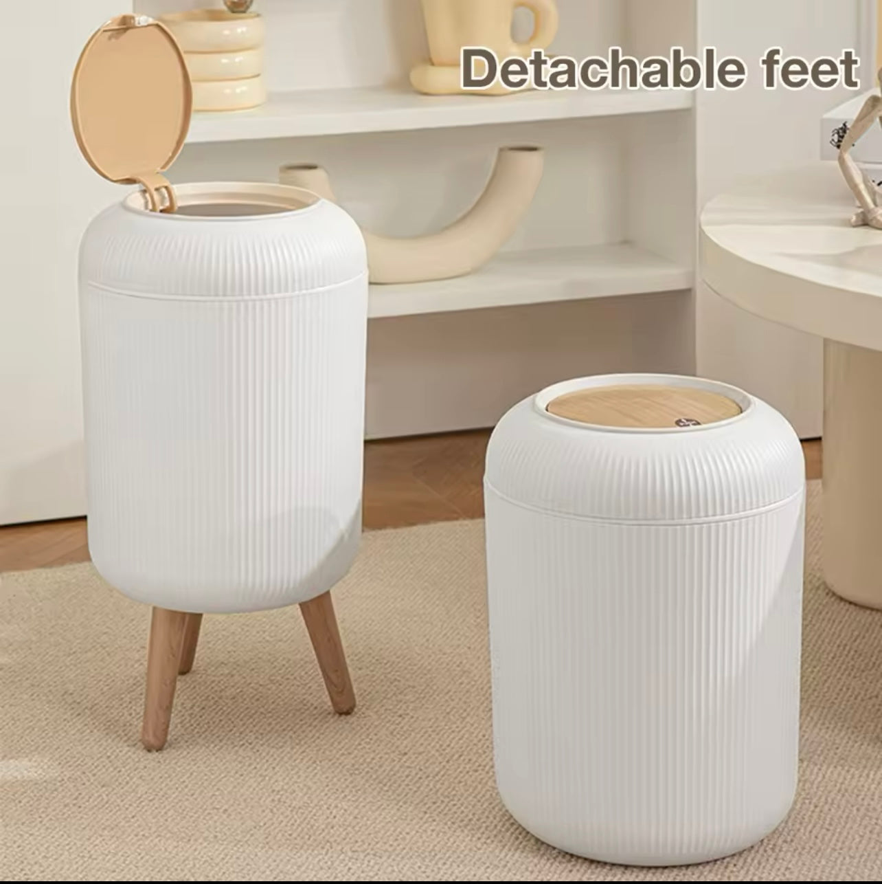 سلة مهملات ذات سعة كبيرة - غطاء مغلق هادئ، سلة غبار منزلية للمطبخ والحمام وغرفة النوم والمكتب