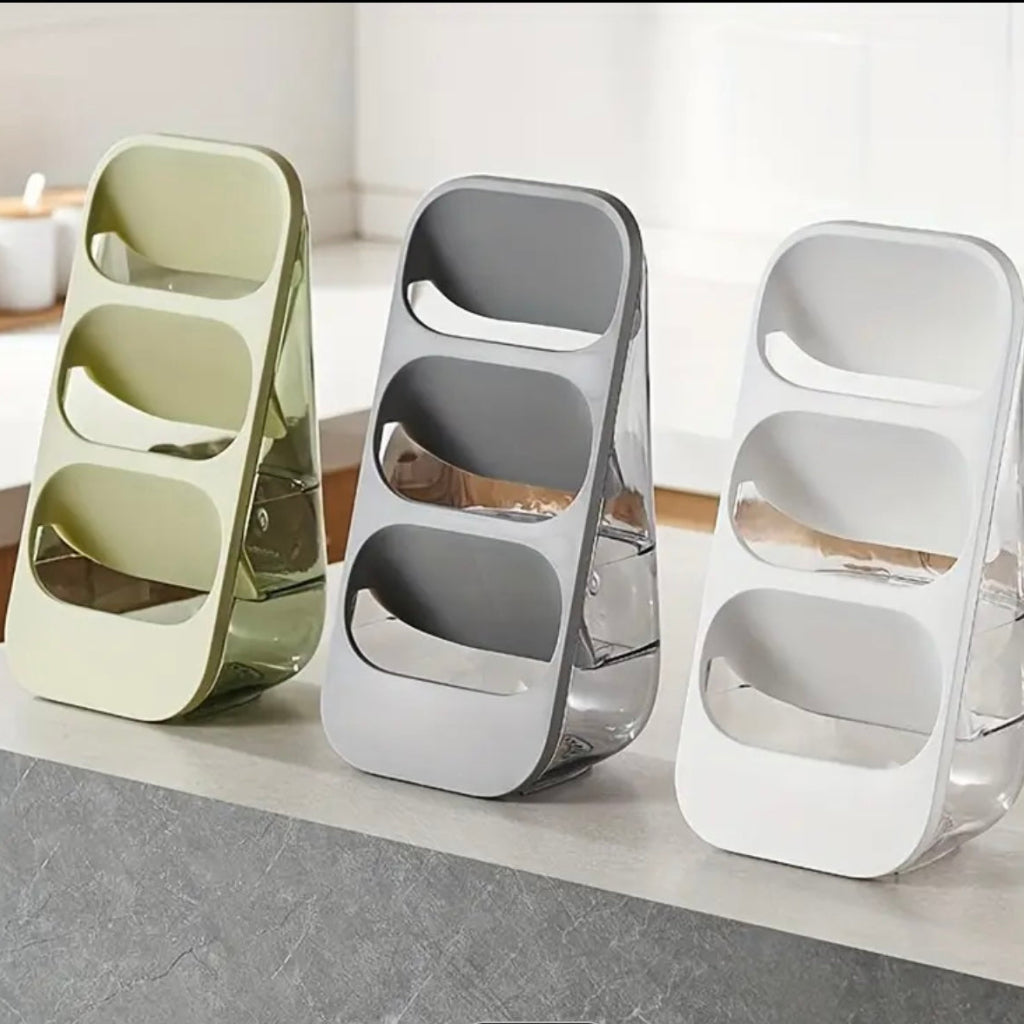 Multi-Functional 3-Tier Plastic Utensil Holder – Wall-Mounted & Desktop Kitchen Organizer